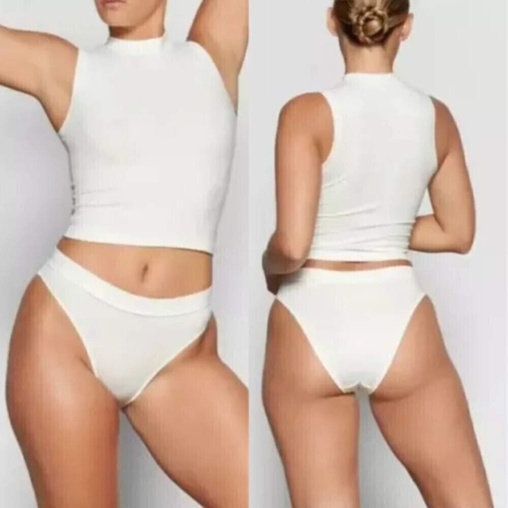 Skims Cheeky Tanga Panty in Marble XL NWT Cotton Jersey Panties